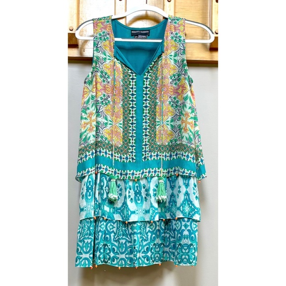 Anthropologie by Hemant & Nandita Silk Sequins and Beaded Tiered Dress Sz XSP - Picture 2 of 9